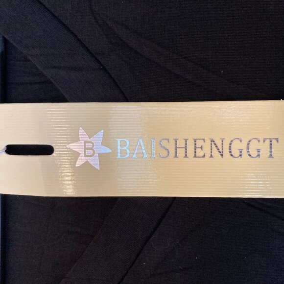 NWT BAISHENGGT Black V-Neck 3/4 Sleeve Flowing Tunic, Large, but runs small - Picture 4 of 6